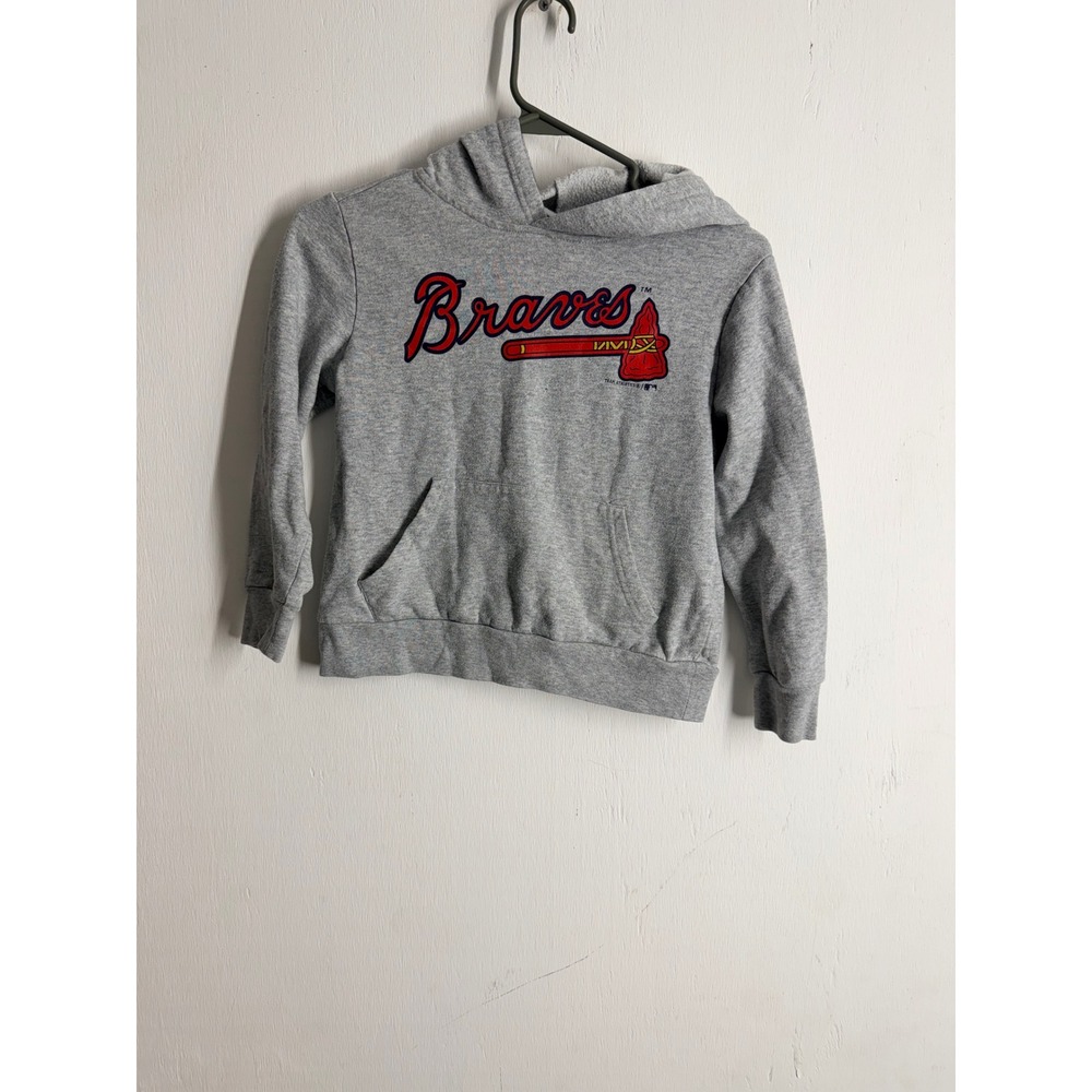 Atlanta Braves Youth Hoodie Heather Gray MLB Team Athletics Sweatshirt Kids